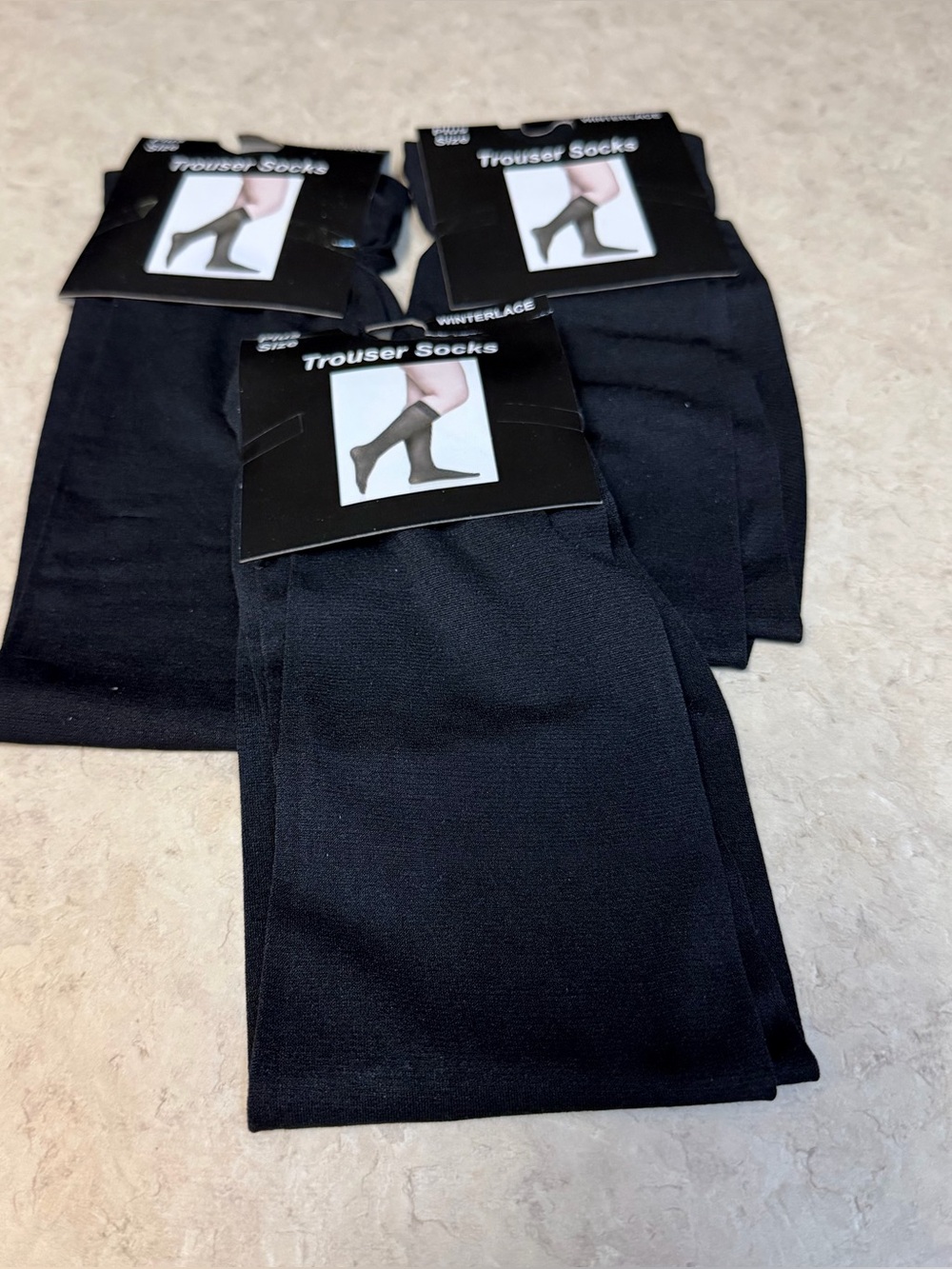 Winterlace Queen Size Trouser Socks Black Size 10-13 NWT Lot of 3